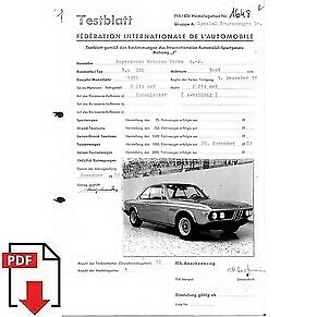 Fiche d'homologation FIA 1973 BMW 3.0 CSL PDF à télécharger